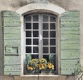 Window and shutters in old house Royalty Free Stock Photo