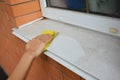 Window Sill Cleaning. Cleaning Your Windows and Window Sills. Royalty Free Stock Photo