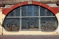 Window in the style of Art Nouveau. The facade of the old factory in Kronstadt, Russia.