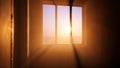 Window with a sun shining through it Royalty Free Stock Photo