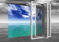 Window to paradise, seascape, a window to the sea Royalty Free Stock Photo