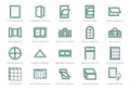 Window types line icons. Vector illustration include icon - sliding, paladian, awning, basement, transom, accordion