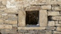 Window in an uninhabited village in the ruins of Yesa in Navarre Royalty Free Stock Photo