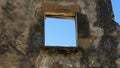 Window in an uninhabited village in the ruins of Yesa in Navarre Royalty Free Stock Photo
