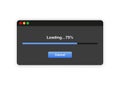 Window of user Interface. Loading 75. System download file template on white background. Vector. Royalty Free Stock Photo