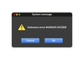 Window of user Interface. System message template unknown error on white background. Vector. Royalty Free Stock Photo