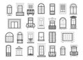 263_Vector illustrations set with different silhouettes of window frames. Royalty Free Stock Photo