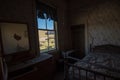 Window view abandoned house in ghost town Royalty Free Stock Photo