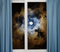 Window view of the full moon Royalty Free Stock Photo