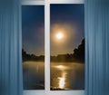 Window view of the full moon Royalty Free Stock Photo
