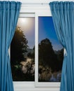 Window view of the full moon Royalty Free Stock Photo