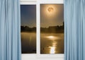 Window view of the full moon Royalty Free Stock Photo