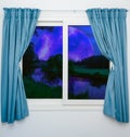 Window view of the full moon Royalty Free Stock Photo