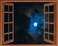 Window view of the full moon Royalty Free Stock Photo
