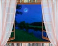 Window view of the full moon Royalty Free Stock Photo