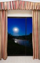 Window view of the full moon Royalty Free Stock Photo