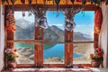 Window view with Gokyo lake