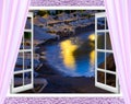 Window view of the hotel beach night Royalty Free Stock Photo