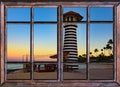 Window view of the hotel beach night Royalty Free Stock Photo