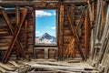 Window view from an old western ghost town in Colorado Royalty Free Stock Photo
