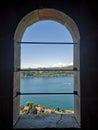 Window View in Rocca Angera - Lake Maggiore Royalty Free Stock Photo