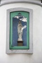 Window, virgin, statue, green, display window, stone sculpture, catholic, religion, sacred, peace, faith,Virgin Mary