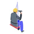 Window wash industrial climber icon, isometric style