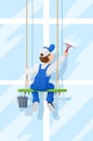 Window washer. Cleaning service. Cartoon character.