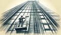 Window Washer at Work on Skyscraper