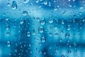 Window water blue condensate background Royalty Free Stock Photo