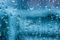 Window water blue condensate background Royalty Free Stock Photo