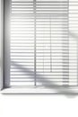 Window with white blind and clock on it's side. Generative AI Royalty Free Stock Photo