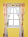 Window with white copyspace in a yellow room