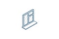 window whith sill isometric icon. 3d line art technical drawing. Editable stroke vector