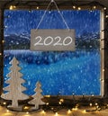 Window, Winter Scenery, Text 2020, Frame With Lake View