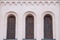 The windows of the ancient cathedral. The architecture of ancient Kiev.