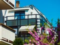 Windows and balcony, modern apartment house Royalty Free Stock Photo