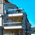 Windows and balcony, modern apartment house Royalty Free Stock Photo