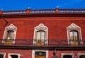 Windows Balcony Red Adobr Wall San Miguel de Allende Mexico Royalty Free Stock Photo