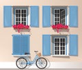 Windows and bicycle Royalty Free Stock Photo