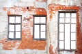 Windows on the brick wall with isolated background Royalty Free Stock Photo