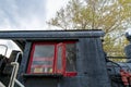 The windows in the cab of an antique steam locomotive Royalty Free Stock Photo