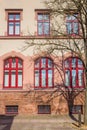Windows of a colorful historic building in Haldensleben Royalty Free Stock Photo