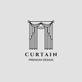 windows curtain line art icon logo minimalist vector illustration design creative Royalty Free Stock Photo