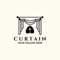 windows curtain line art icon logo minimalist vector illustration design creative Royalty Free Stock Photo