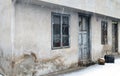 Windows and door on an old abandoned house Royalty Free Stock Photo