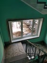 Windows in the entrance multi-storey building