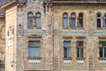 Windows on the fasade of the historic building