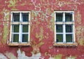 Windows and old cracked wall Royalty Free Stock Photo