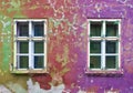 Windows and old cracked wall Royalty Free Stock Photo